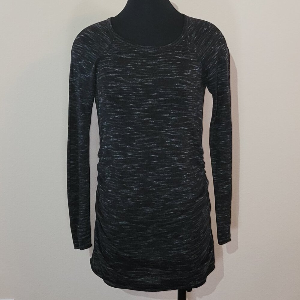 Liz Lange Maternity Shirt Long Sleeve Heather Black Tunic Top Women’s XS